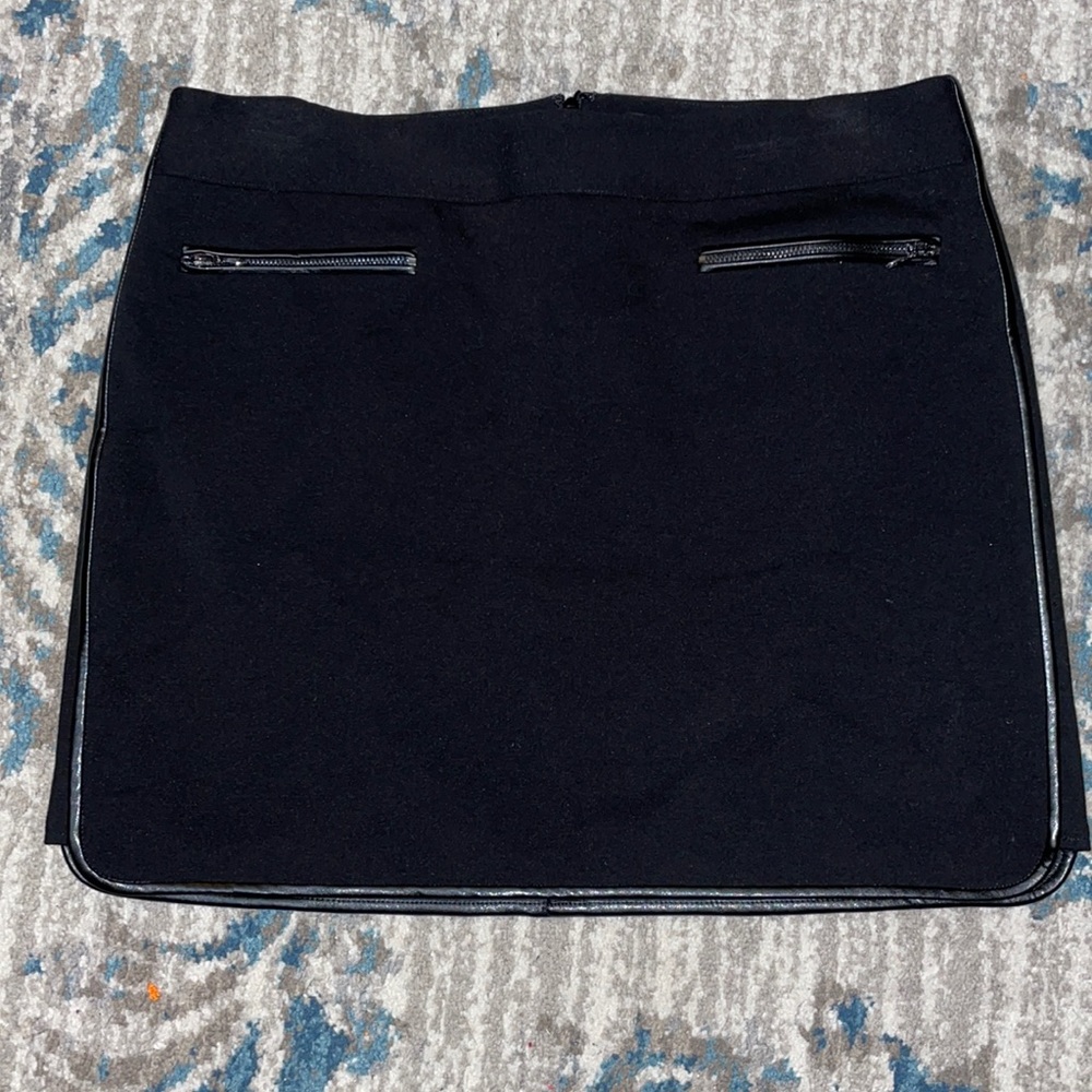 White House Black Market Leather-Trim Mini Skirt